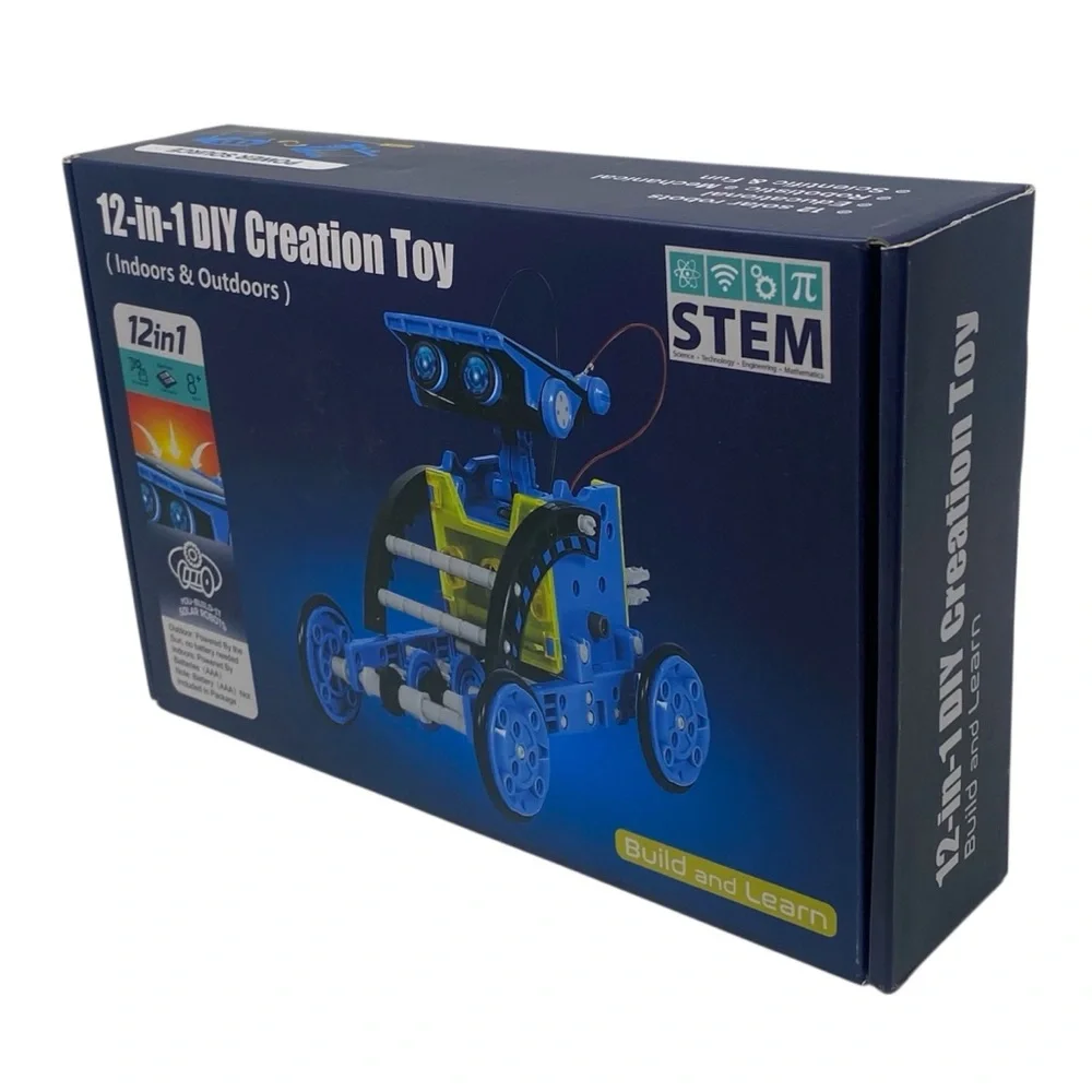 STEM 12-in-1 DIY‎ Creation Toy - Blue and Yellow Solar Robot Kit NEW